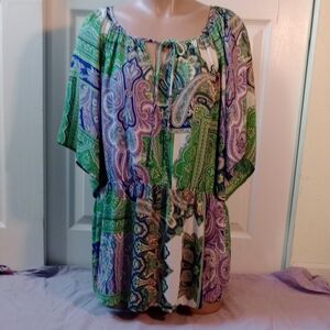 Karen Kane Paisley Print Boho Top, Size 2x